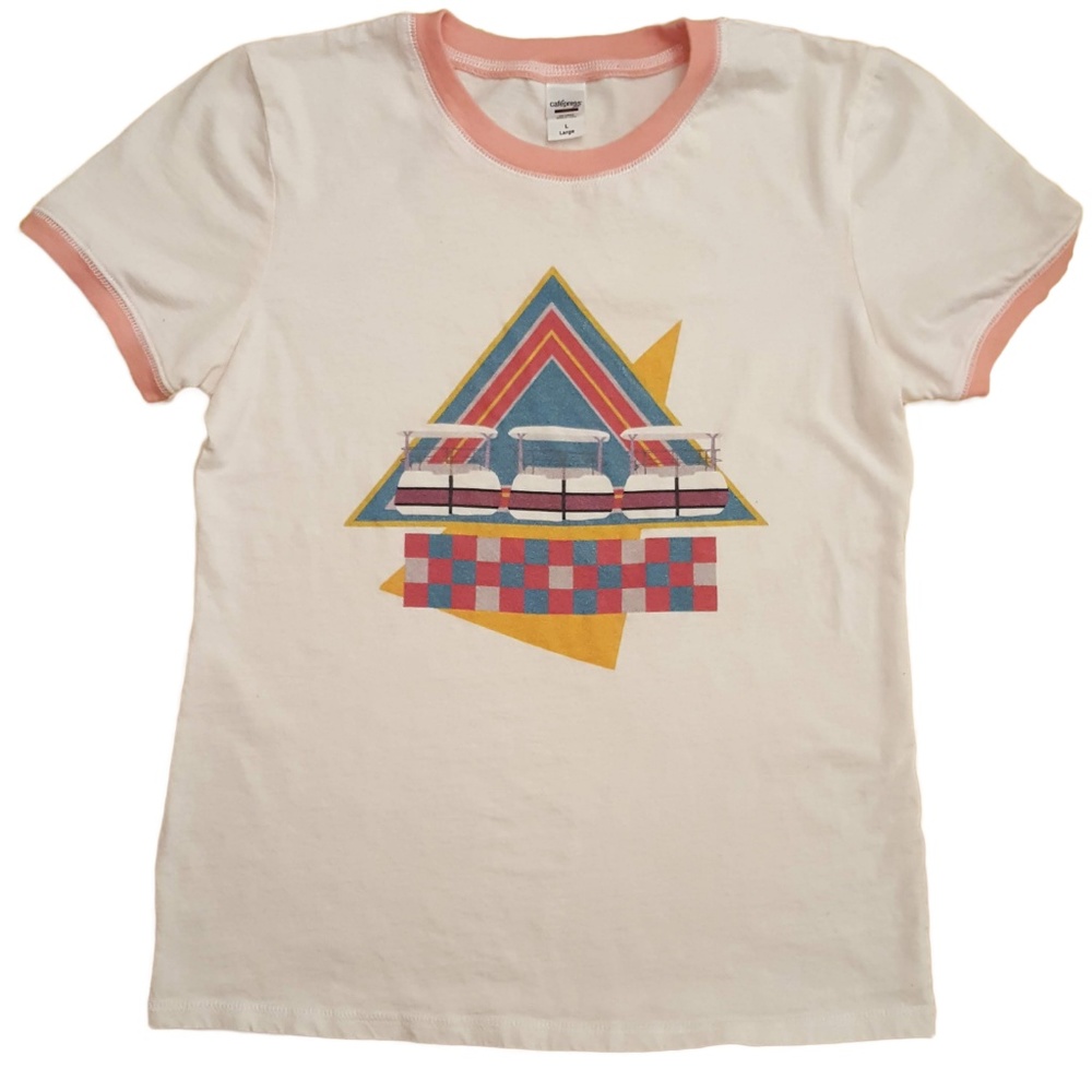 Disney Ride Peoplemover 80s Cute Pink Ringer Tee
